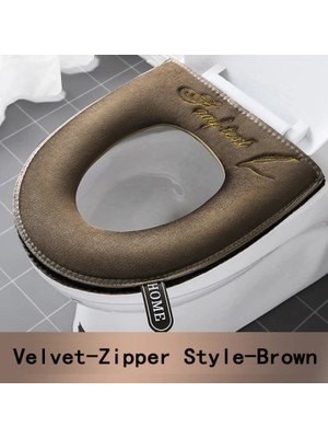 DouranShop Gri Tarzı Evrensel Su Geçirmez Klozet Kapağı Kış Sıcak Yumuşak Wc Mat Banyo Yıkanabilir Çıkarılabilir Fermuar Çevirme Lidhandle Ev (Yurt Dışından)