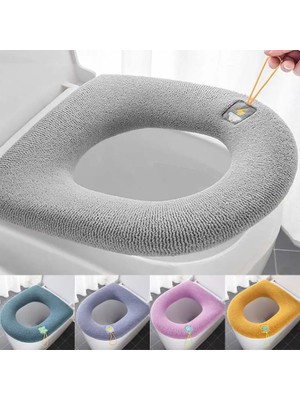 DouranShop Sarı Stil Kış Sıcak Klozet Kapağı Saplı Yıkanabilir Banyo Kalınlaşmış Polar Isıtma Pedi Closestool Yumuşak Kapak Mat Bide Kapağı (Yurt Dışından)