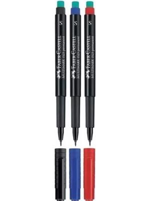 Faber-Castell Faber Castell Asetat Kalemi S 3'lü Siyah Kırmızı Mavi