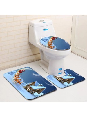 DouranShop D3-24 Tarzı Et Banyo Paspas Seti Noel Klozet Kapağı Kaymaz Kilim Su Emme Paspas Ev Dekorasyon Halı (Yurt Dışından)