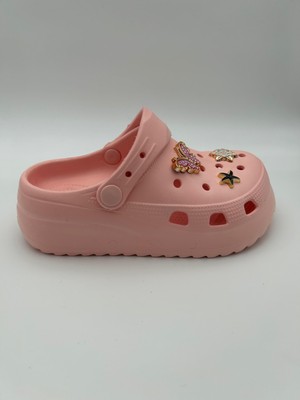 Sonimix Kız Çocuk Günlük Kullanıma Uygun Süslü Yüksek Taban Terlik Pembe Renk