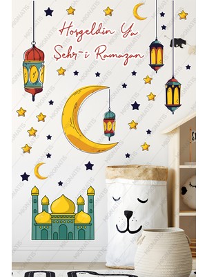 Mıgnatıs Ramazan Ayı Temalı Cam Duvar Süsleri - Hoşgeldin Ramazan Sticker Seti Ramazan Sticker Seti