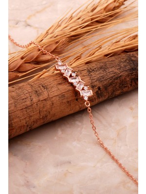 Sümer Telkari Baget Taşlı Rose Gümüş Bileklik 4570