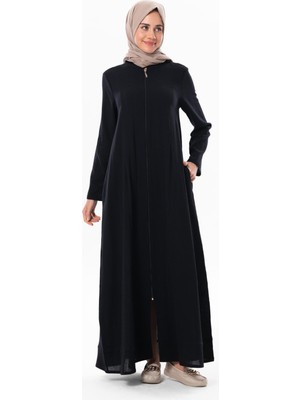 Eliş Şile Bezi Hicran Şile Bezi Fermuarlı Mevsimlik ve Yazlık Ferace Siyah Syh