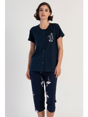 Vienetta Pamuklu Kadın Tamamı Düğmeli Kısa Kol Kaprili Pijama Takım
, 311197