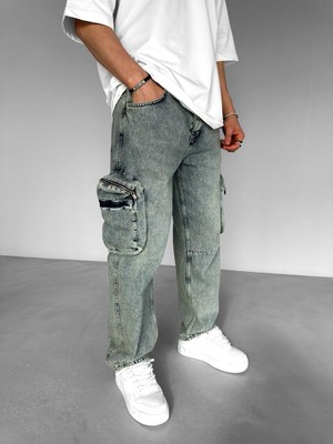 Abluka Online Baggy Fit Kargo Jean Lacivert