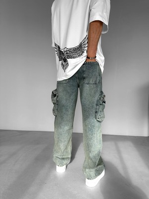 Abluka Online Baggy Fit Kargo Jean Lacivert