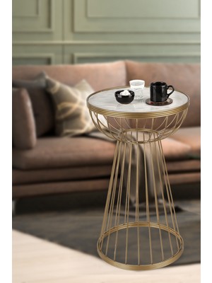 Begüsa Mantar Sehpa Eskitme Mermer Ahşap