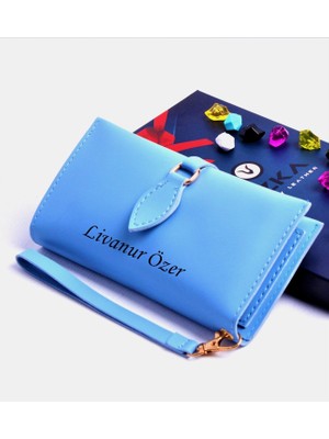 Ozka Leather Collection Mavi Damla Model Trend Kadın Cüzdanı