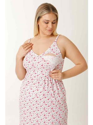 Parlingerie  Hamile Lohusa Geceliği Ip Askılı Kalpli Beyaz