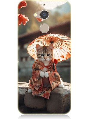 Teknomeg General Mobile Gm8 Uyumlu Geyşa Kıyafetli Kedi Desenli Silikon Kılıf