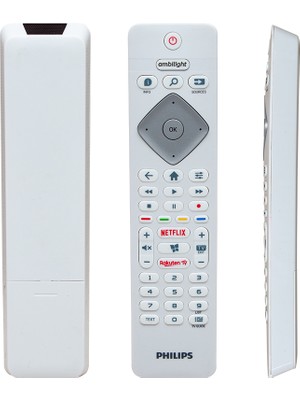 Ayt Kl Philips Ambilight Netflix Rakuten Tuşlu Beyaz LCD LED Tv Kumandası Uzaktan Kumanda