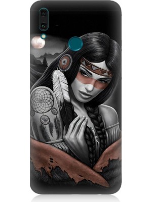 Teknomeg Huawei Y9 2019 Uyumlu Kızılldereli Kız Dreamcatcher Desenli Silikon Kılıf
