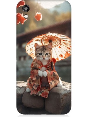Teknomeg Huawei Honor 8s Uyumlu Geyşa Kıyafetli Kedi Desenli Silikon Kılıf
