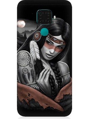 Teknomeg Huawei Mate 30 Lite Uyumlu Kızılldereli Kız Dreamcatcher Desenli Silikon Kılıf