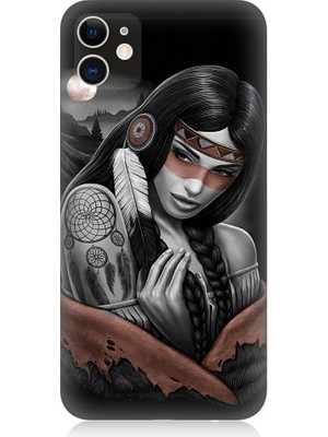 Teknomeg Apple iPhone 11 Uyumlu Kızılldereli Kız Dreamcatcher Desenli Silikon Kılıf