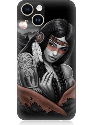 Teknomeg Apple iPhone 14 Uyumlu Kızılldereli Kız Dreamcatcher Desenli Silikon Kılıf