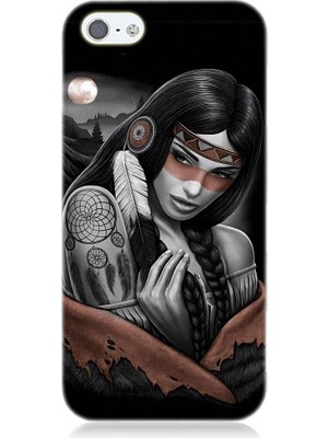 Teknomeg Apple iPhone 5 Uyumlu Kızılldereli Kız Dreamcatcher Desenli Silikon Kılıf