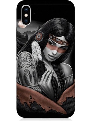 Teknomeg Apple iPhone x Uyumlu Kızılldereli Kız Dreamcatcher Desenli Silikon Kılıf