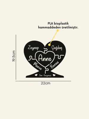 Alvina Atölye Kalp Figürlü Aile Ağacı Biblo - Anneye Hediye - Bioplastik