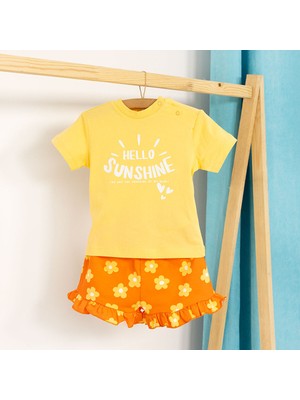 Hello Baby Basic Papatya Desenli Tshirt-Şort Kız Bebek