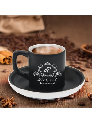 Bk Gift Kişiye Özel Isimli Siyah Renk Türk Kahvesi Fincanı-11, Arkadaşa Hediye, Sevgiliye Hediye, Yıl Dönümü Hediyesi