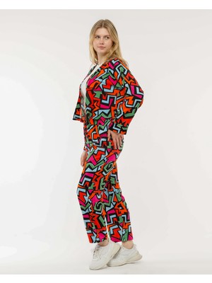 Nurören Geometrik Desen Kimono Takım