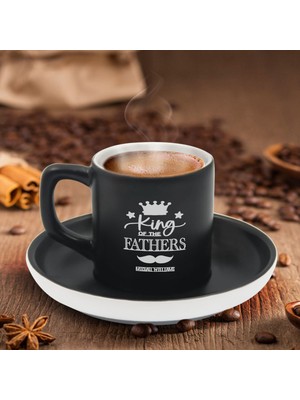 Bk Gift Kişiye Özel Dad Tasarımlı Siyah Renk Türk Kahvesi Fincanı-13, Arkadaşa Hediye, Sevgiliye Hediye, Yıl Dönümü Hediyesi