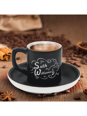 Bk Gift Kişiye Özel Isimli Siyah Renk Türk Kahvesi Fincanı-6, Arkadaşa Hediye, Sevgiliye Hediye, Yıl Dönümü Hediyesi