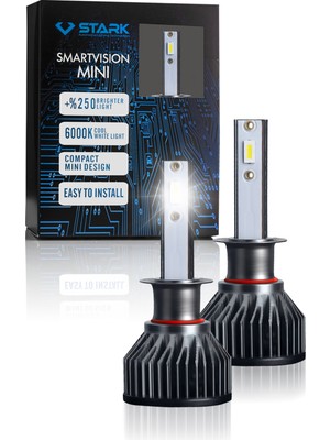 Stark Smart Vision Mini H3 LED Xenon Far Ampulü Kısa Tip Mini Slim Csp Şimşek Etkili