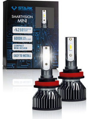 Stark Smart Vision Mini H8 LED Xenon Far Ampulü Kısa Tip Mini Slim Csp Şimşek Etkili