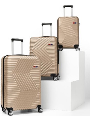 G&d Polo Suitcase Abs 3'lü Gold Lüx Valiz Seyahat Seti 600.06-SET