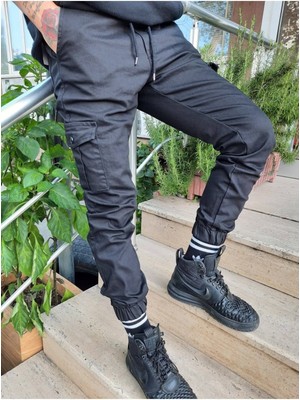 Tarz Cool Erkek Yan Cepli Bel Paça Lastikli Jogger Pantolon