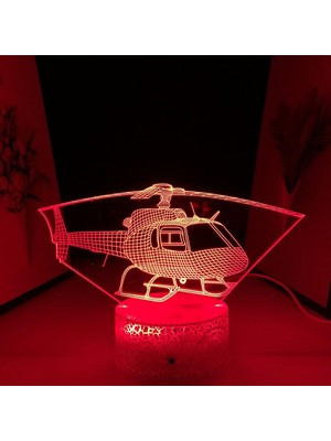 Shatıan Hava Uçak Modeli 3D Gece Lambası Ev Yatak Odası Masa Dekorasyonu Çocuk Hediyesi Için Helikopter USB Şarj, B-16 Renkli Uzaktan Kumandalı (Yurt Dışından)