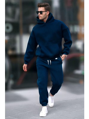Yakamel Erkek Oversize 3 Iplik Içi Pamuklu Eşofman Takımı