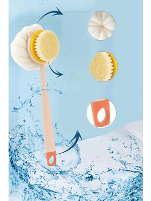 Hayveys Çift Yönlü Banyo Lifi ve Banyo Duş Süngeri Saplı Fırça