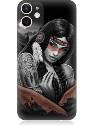Teknomeg Apple iPhone 12 Mini Uyumlu Kızılldereli Kız Dreamcatcher Desenli Silikon Kılıf