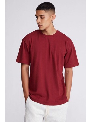 Tarz Cool Erkek Siyah %100 Pamuk Relaxed Rahat Kesim Bisiklet Yaka Kısa Kollu Tişört