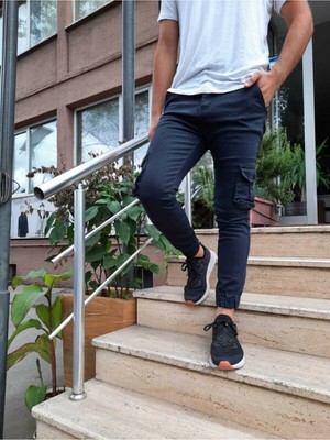 Tarz Cool Erkek Slim Fit Kargo Cep Likralı Pantolon
