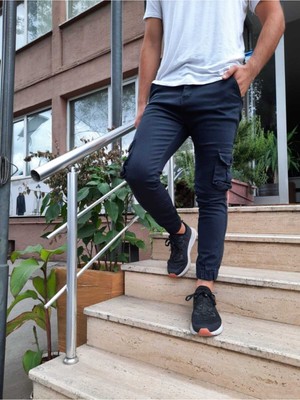 Tarz Cool Erkek Slim Fit Kargo Cep Likralı Pantolon