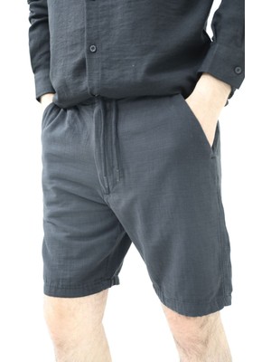 Tarz Cool Erkek Musli Bağcıklı Keten Şort