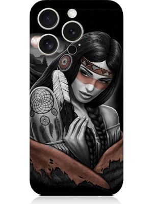 Teknomeg Apple iPhone 15 Pro Uyumlu Kızılldereli Kız Dreamcatcher Desenli Silikon Kılıf