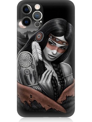 Teknomeg Apple iPhone 12 Pro Max Uyumlu Kızılldereli Kız Dreamcatcher Desenli Silikon Kılıf