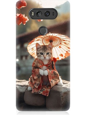 Teknomeg Lg V20 Uyumlu Geyşa Kıyafetli Kedi Desenli Silikon Kılıf