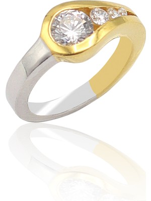 Midyat Nurtaş Gümüş Kristal Kesim Gold Kaplama 925 Ayar Gümüş Zirkon Yüzük 201022858