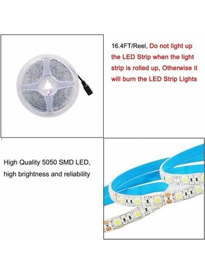 Qisem Metre 12V Monokrom Işık Şeridi-Beyaz Işık Tutkalı Su Geçirmez (Yurt Dışından)