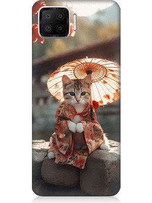 Teknomeg Oppo A73 Uyumlu Geyşa Kıyafetli Kedi Desenli Silikon Kılıf
