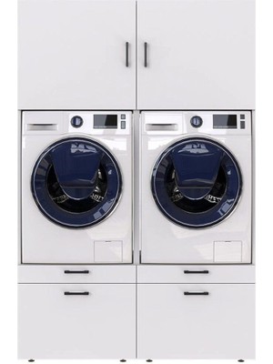 T Designo Fas Banyo Dolabı-Çok Amaçlı-Çamaşır Makinesi ve Kurutma Makinesi Dolabı, 2li