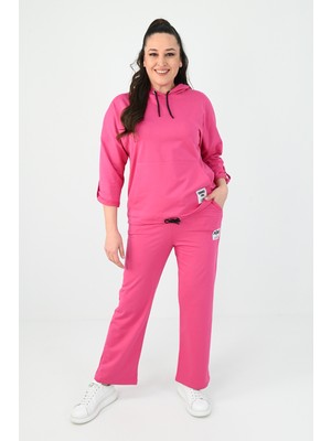 Koza Kadın Büyük Beden Kanguru Cep Detaylı Eşofman Takımı 8026-24
