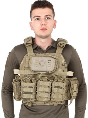 Halbart Tactical Balistik Plaka Takılabilen Açık Cepli Jandarma Kamuflaj Hücum Yeleği